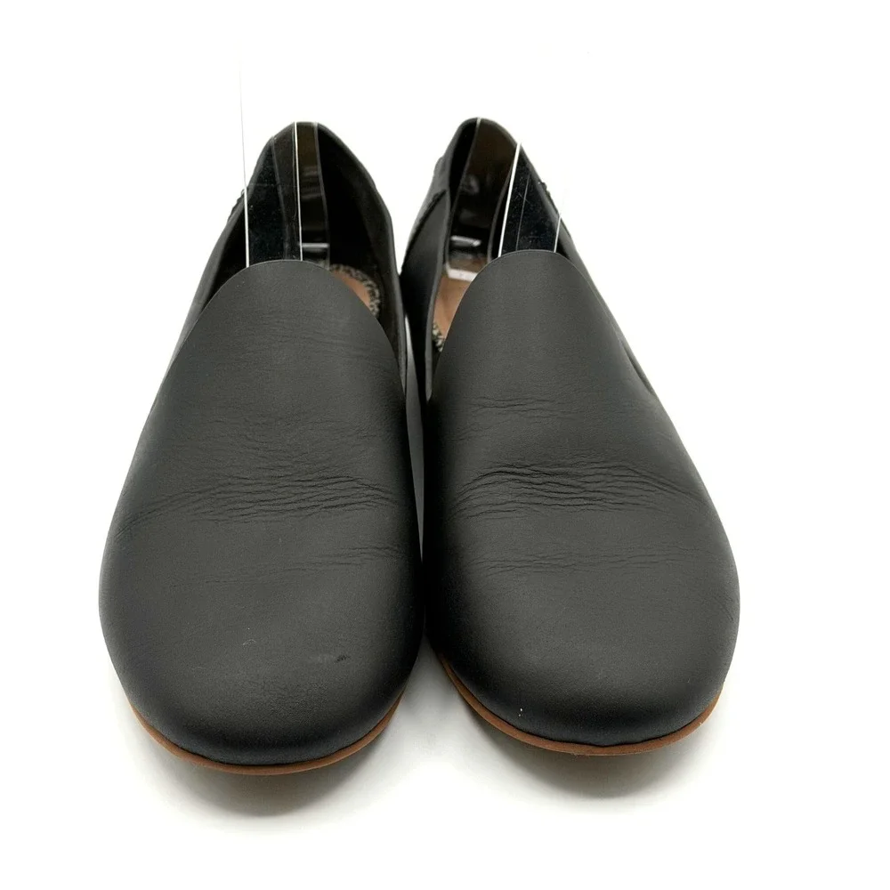TOMS Darcy Leather Flats US 6.5 EU 37 Black Slip On Loafers Comfort Casual Chic